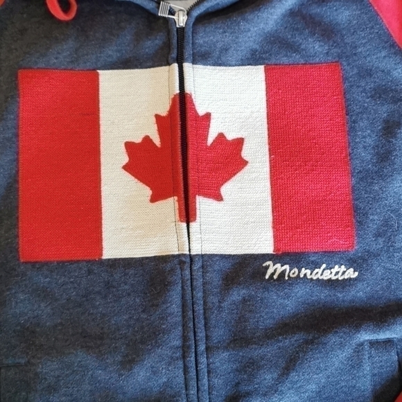 MONDETTA Canadian Flag Lined Hood Red Grey XS - Picture 4 of 9